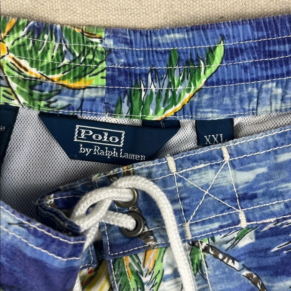 Polo Ralph Lauren Blue Tropical Print Swim Trunks Size: XXL